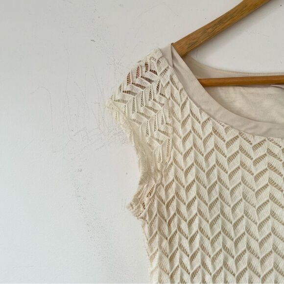 Banana Republic Heritage "Cocoon" Cream Cap Sleeve Crochet Chevron Sheath Dress - Picture 7 of 8